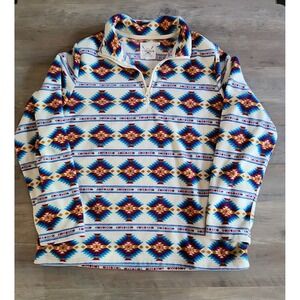 Cotton Rye Aztec, Western, Southwestern Pullover 1/4 Zip Jacket Women M